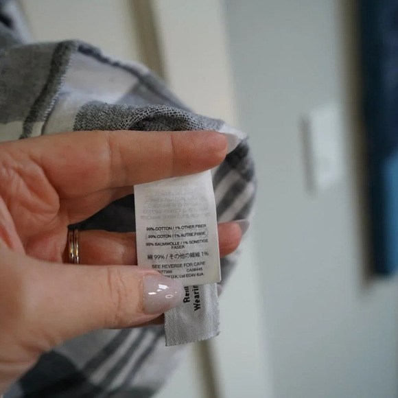 Madewell Womens Collarless Button Down‎ Plaid Shirt XXS Minimalist Basic - Picture 4 of 7